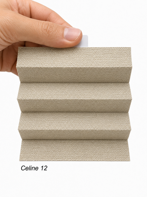 Celine 12 Bej Keten Dokulu Plise Perde