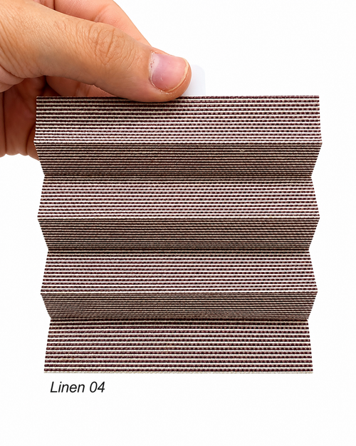 Linen 04 Bordo Kahve Keten Dokulu Plise Perde