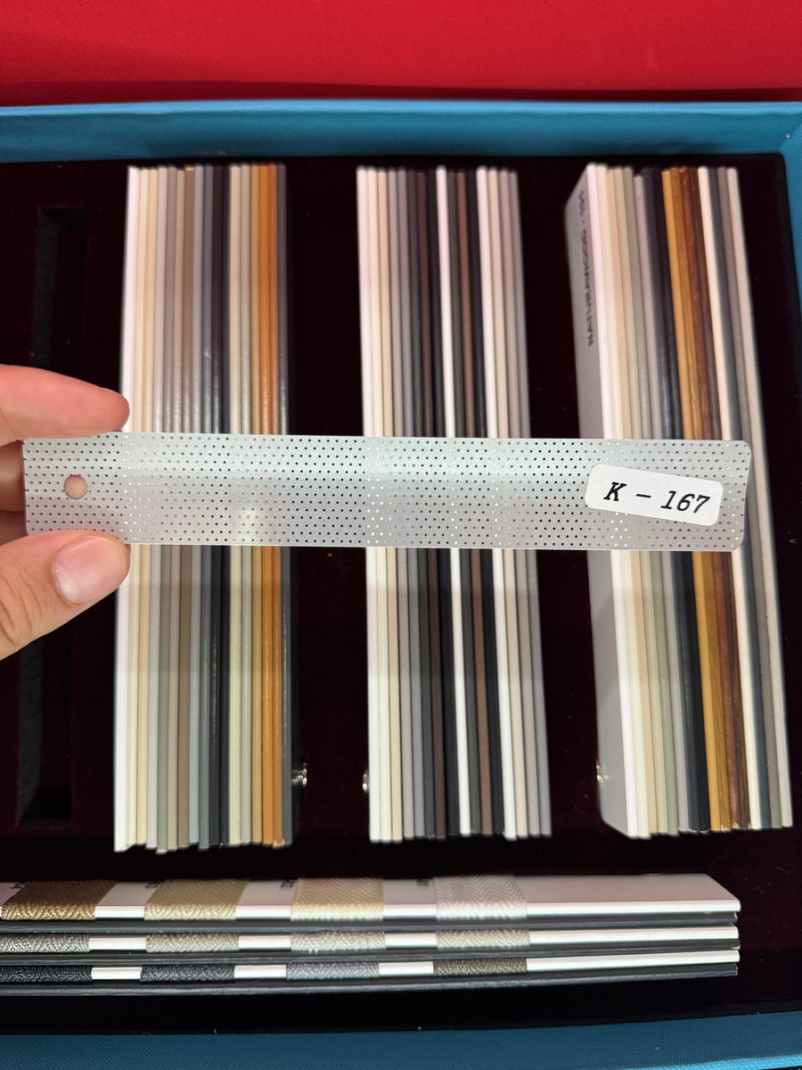 Delikli Gümüş 25 mm metal jaluzi perde, K-167 renk numunesi