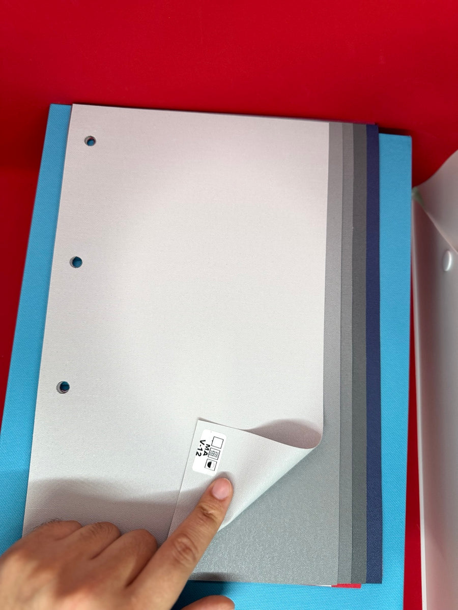 Açık gri mat düz stor perde V-12 orijinal kumaş numunesi