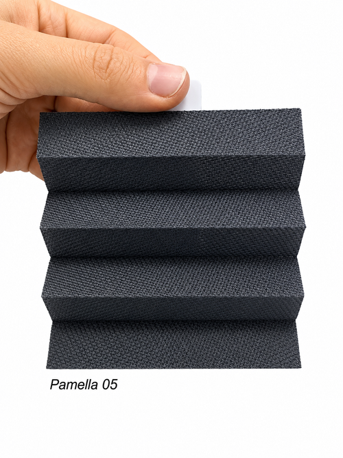 Pamella 05 Siyah Keten Dokulu Plise Perde