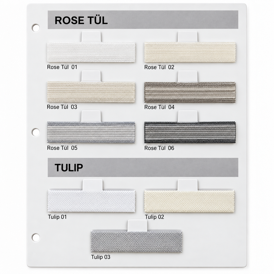 Rose Tül ve Tulip Tül Plise ortak renk kataloğu