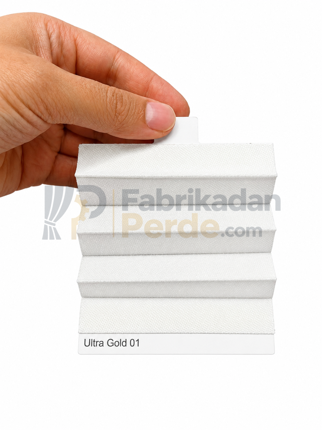 Saten Gold Plise Perde Beyaz - renk numunesi