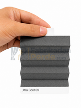Saten Gold Plise Perde Füme 2