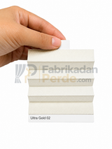 Saten Gold Plise Perde Krem 2